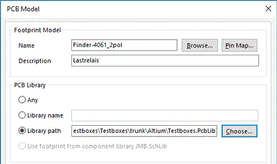 Altium Designer PCB Modell Link Fenster