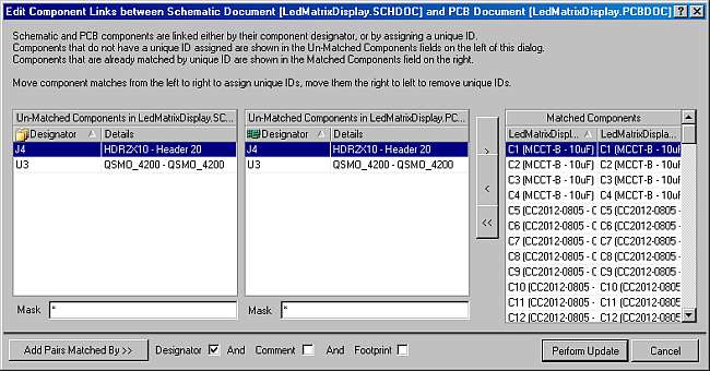 Bildschirmcopy der Component Link List