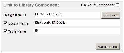 Bildschirmcopy des Schematic link to Library Prozessfensters