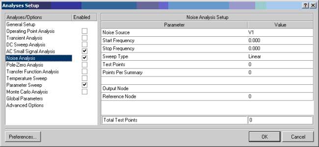 Altium Menue Transient Noise-Analyses Setup