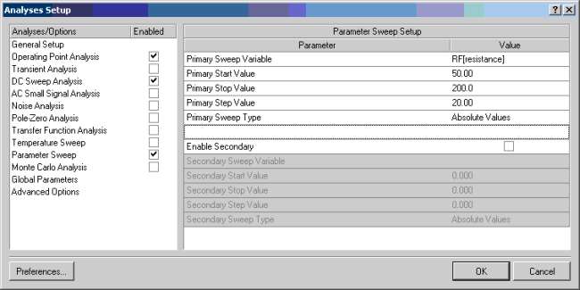 Altium Menue Transient Analyses Setup Parameter Sweep