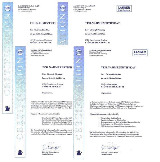 Kopie Zertifikate EMV-Seminar: Straussendung / Strfestigkeit