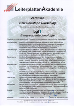 Kopie Zertifikat Leiterplattenakademie Baugruppentechnologie